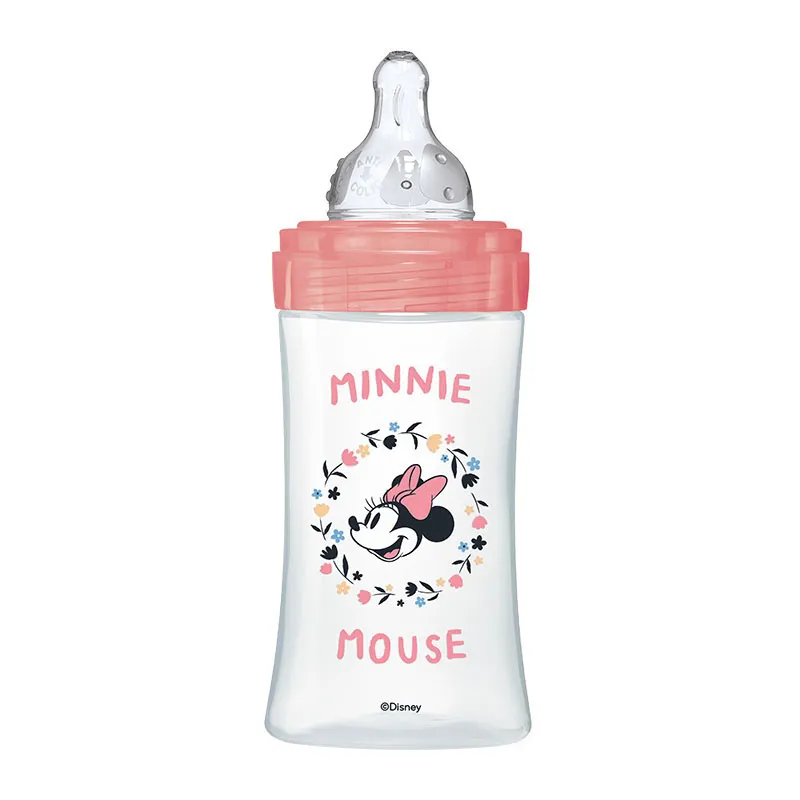 2 Bibs anti-coliq. Tétines rondes 270ml déb.2 Minnie - 0m+-1