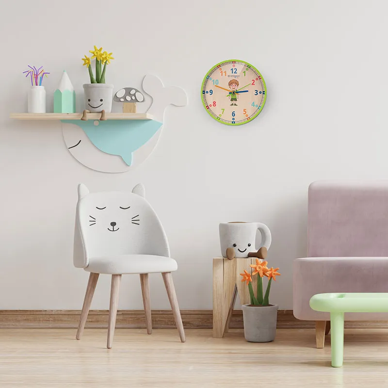 Horloge murale enfant Vert - 6+-2