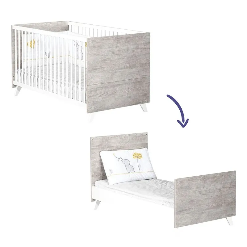 Lit évolutif Bois Scandi Gris - 70x140cm-0