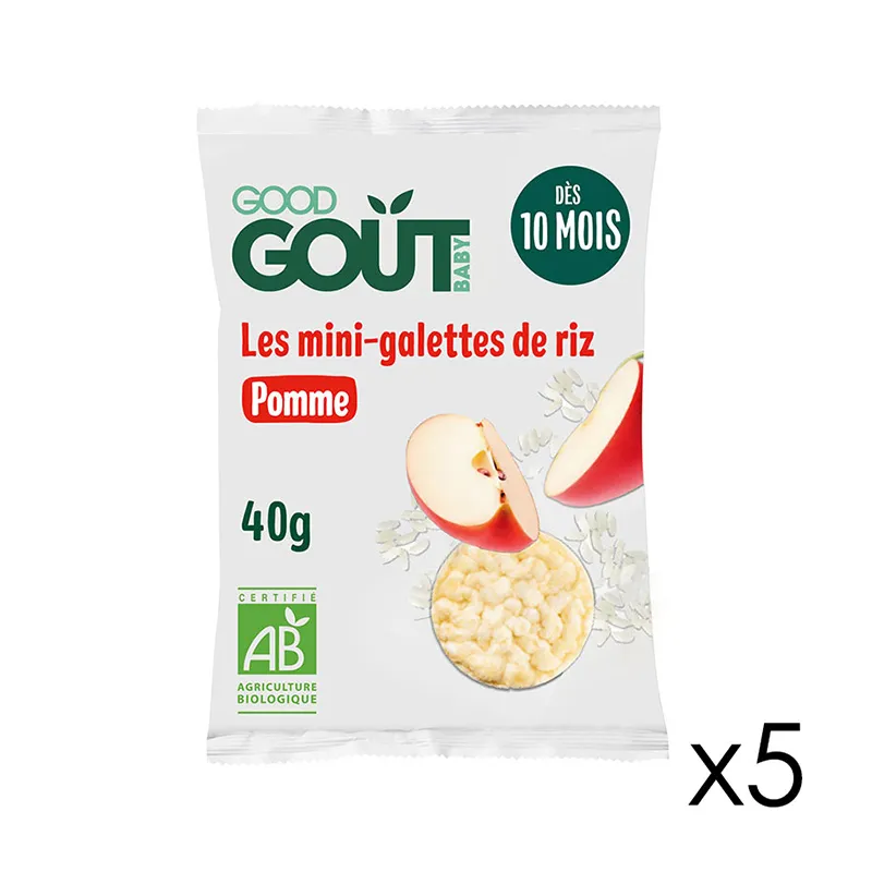 5x40g Mini-Galettes de riz à la Pomme BIO - 10m+-1