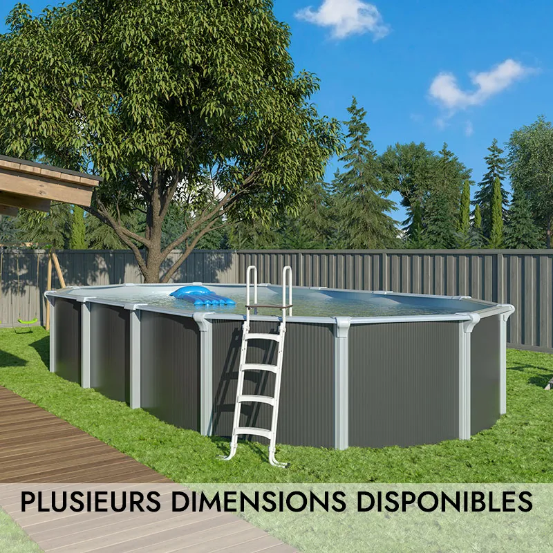 Piscine métal hors sol Antharcite - Plusieurs Dim. Disponibles-2