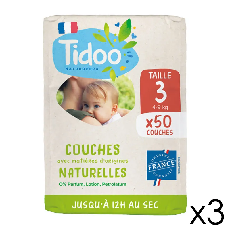NEW Couches écologique voile naturel T.3/4-9kg - 3x50-0