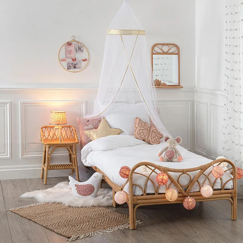 Lit en rotin Beige - 90x190cm-0