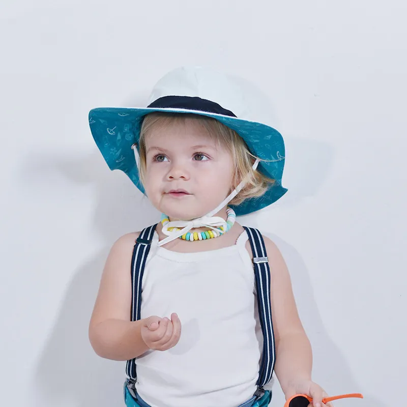 Chapeau Anti-UV réversible Swimming pool - Bleu-3