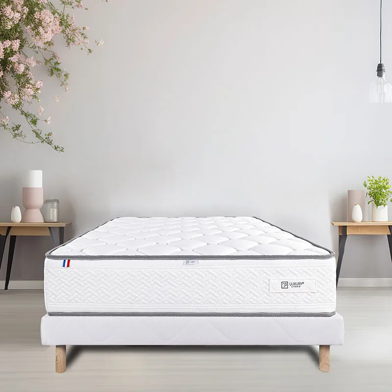 Matelas Iris 20cm mousse haute résilience + Sommier Blanc 13cm-0