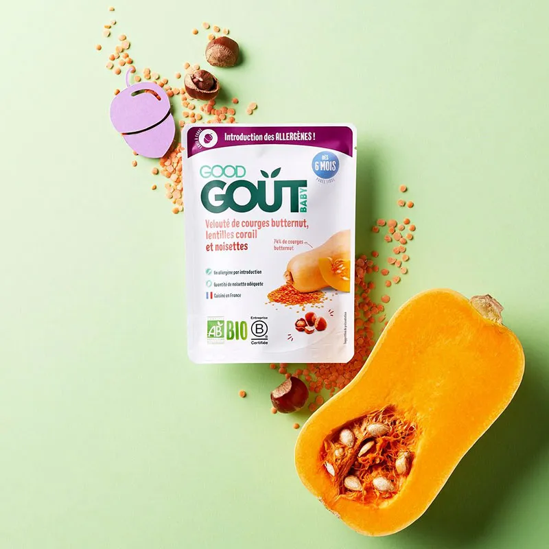 4x190g Velouté de courge butternut, lentilles corail et noisette - 6m+-1