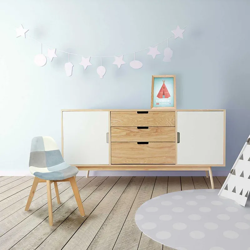 Chaise patchwork enfant Léonie Gris - 35x29,5x58cm-1