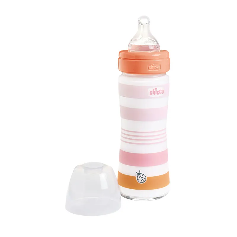 Biberon Bien-être en verre 240ml flux lent Orange - 0m+-1