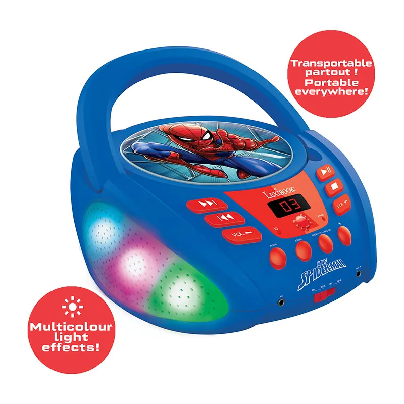 Lecteur CD Bluetooth Effets lum. Spider-Man - 36m+-3