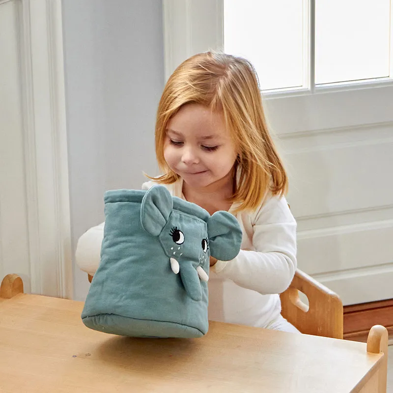 Mini panier Coton BIO Éléphant Bleu - 20cm-0
