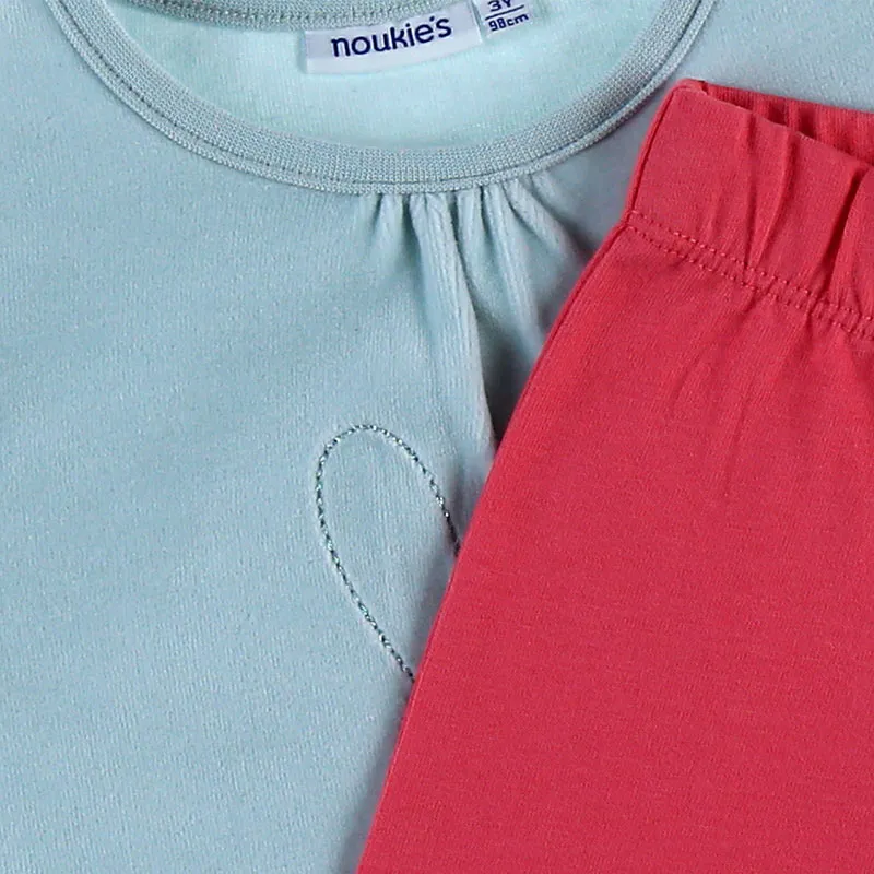 Pyjama pantalon + T-shirt ML Lapin BIO - Bleu/Fuchsia-2
