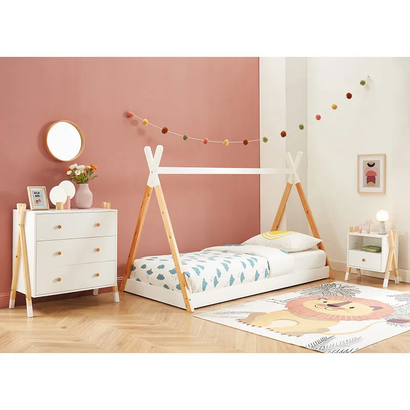 Ensemble chambre enfant Tipi Bois/Blanc - 90x190cm-3