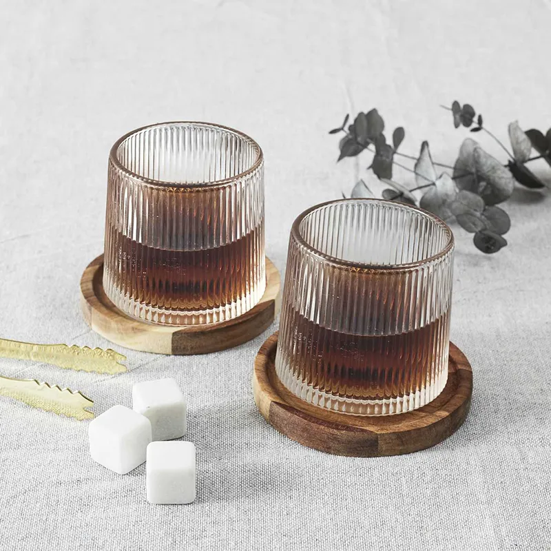 Verre Whisky support Acacia - 2pcs-1