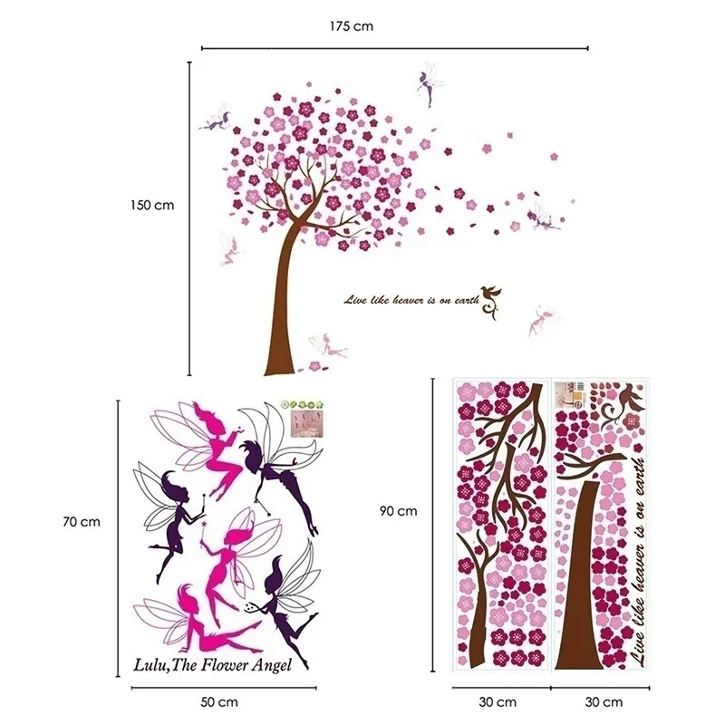 Stickers - Cerisier en floraison Violet & Fées-2