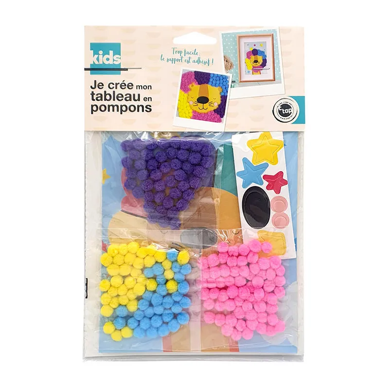 Kits tableau pompons Perroquet/Dino/Lion - 15x21cm-6