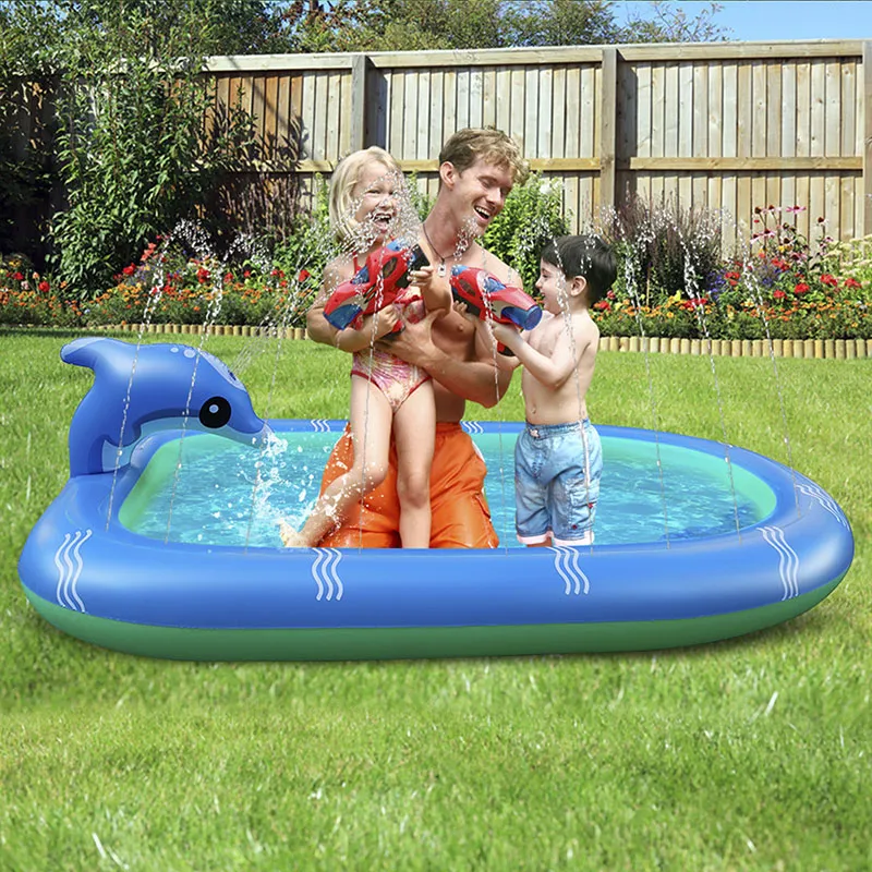 Piscine Splash Pad Dauphin av. jets d'eau -170x110cm-3
