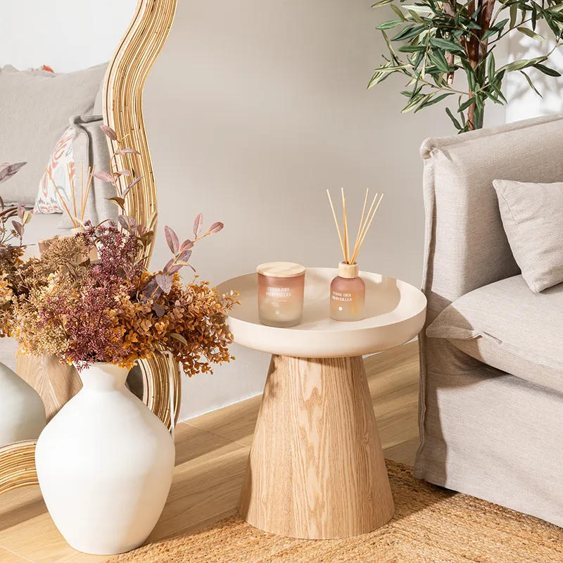 Table café Hercyna Bois Beige - ø40x41,8cm-1