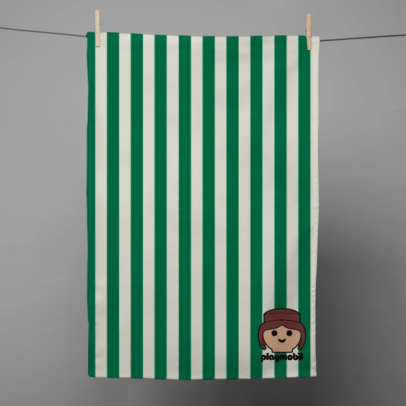 Essuie-main Playmobil rayures Vert - 70x50cm-0