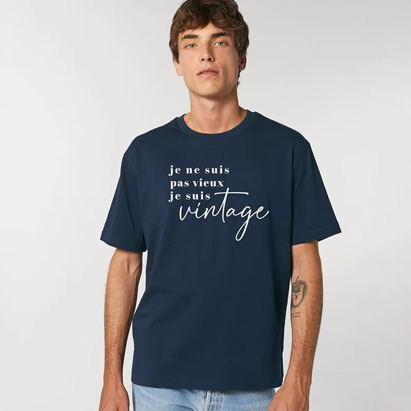 T-shirt Homme Je ne suis pas vieux je suis vintage BIO - Navy-0