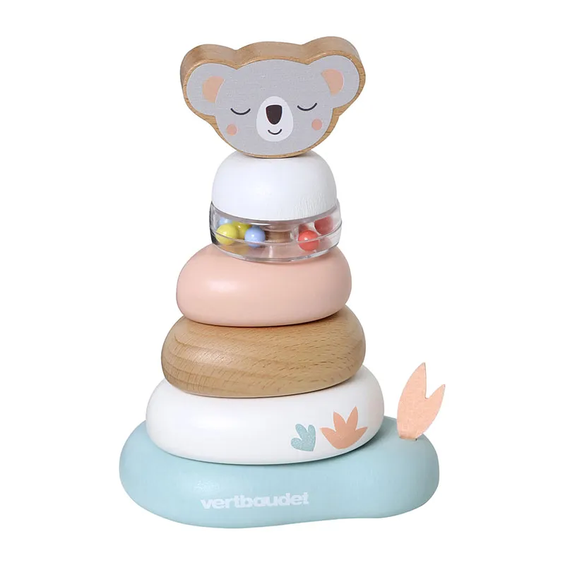 Pyramide à empiler en bois - Rose clair - 12m+-0