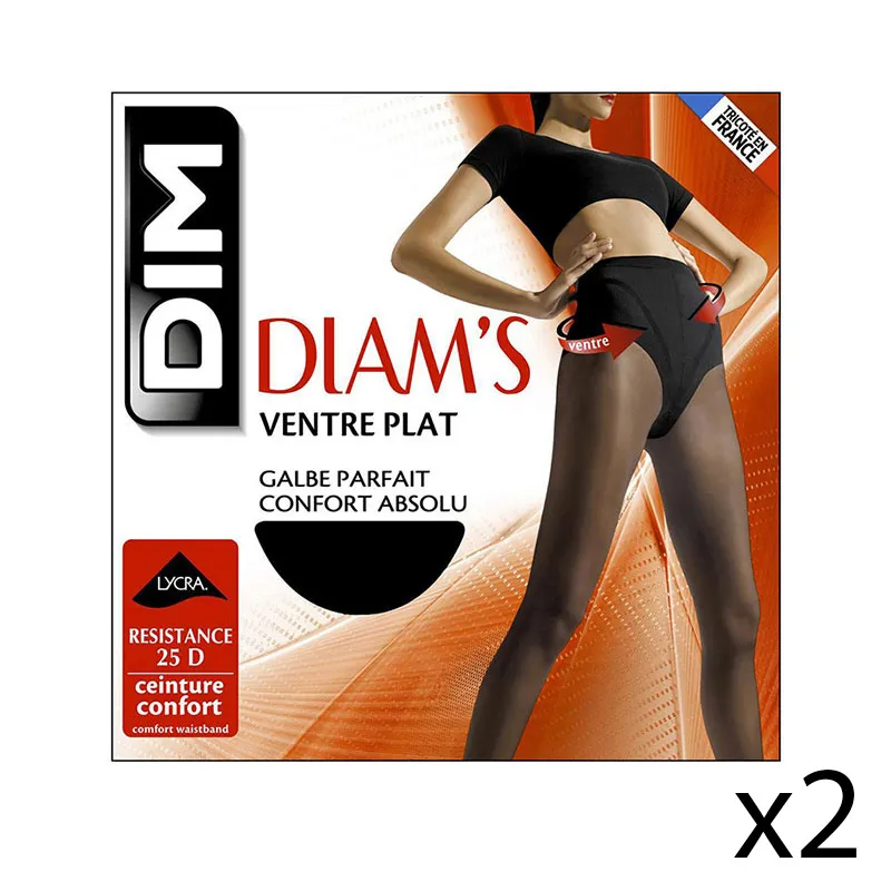 2 paires de Collants Diam'S Ventre Plat 25D - Noir - DIM-0
