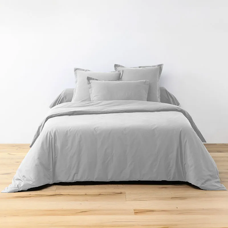 Parure de drap 3pcs Coton Gris clair-0