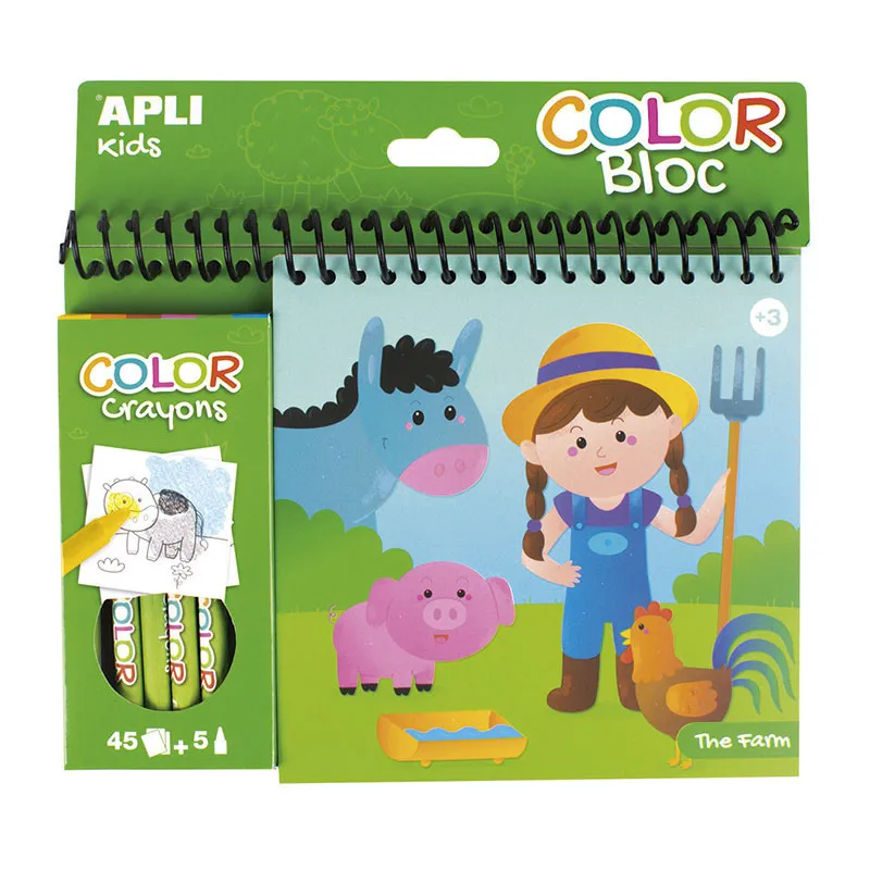 Bloc de coloriage + craies grasses La ferme - 36m+-0