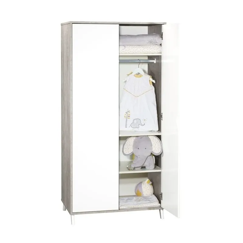 Armoire 2 portes Scandi Gris - 175x86x56cm-2