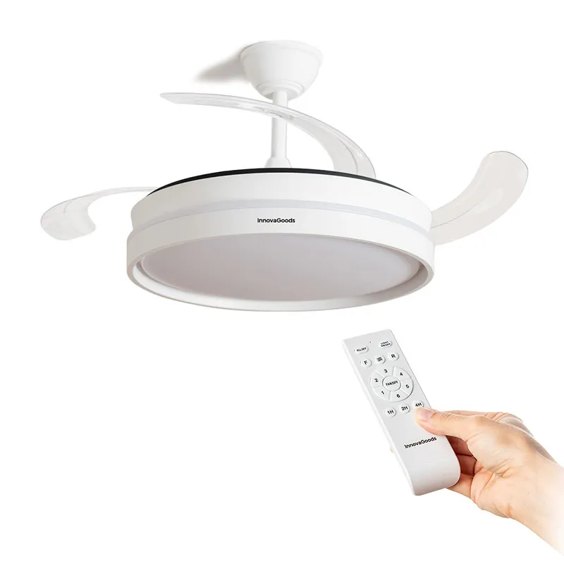 Ventilateur de Plafond 72W + Lumière LED + 4 Pales Rétractables Blanc - Ø49-104cm-5