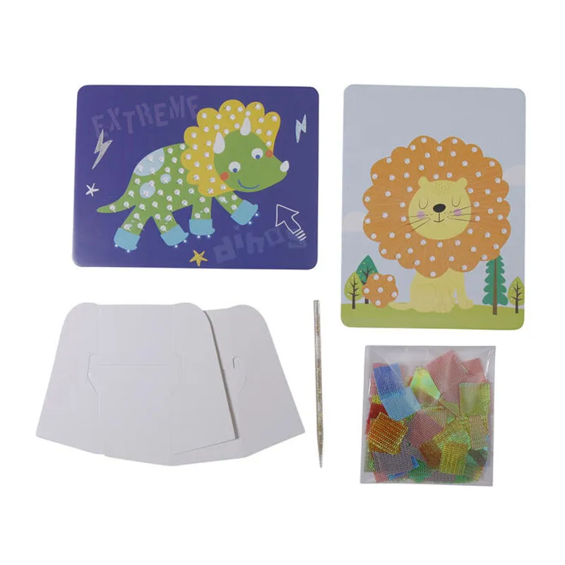 Kit tableau créatif tissu 2pcs - Lion/Dinosaure-0