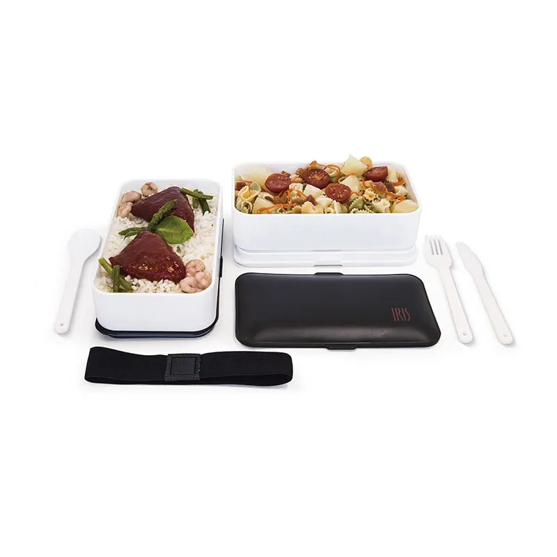 Lunchbox Bento + Couverts Noir - 2x600ml-2