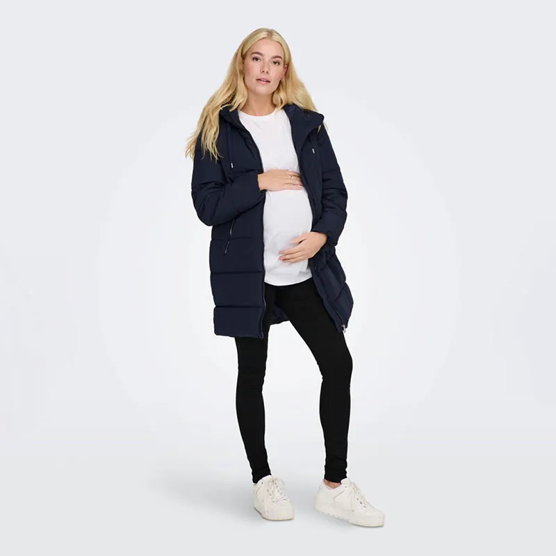 Doudoune longue de grossesse Dolly - Bleu marine-6