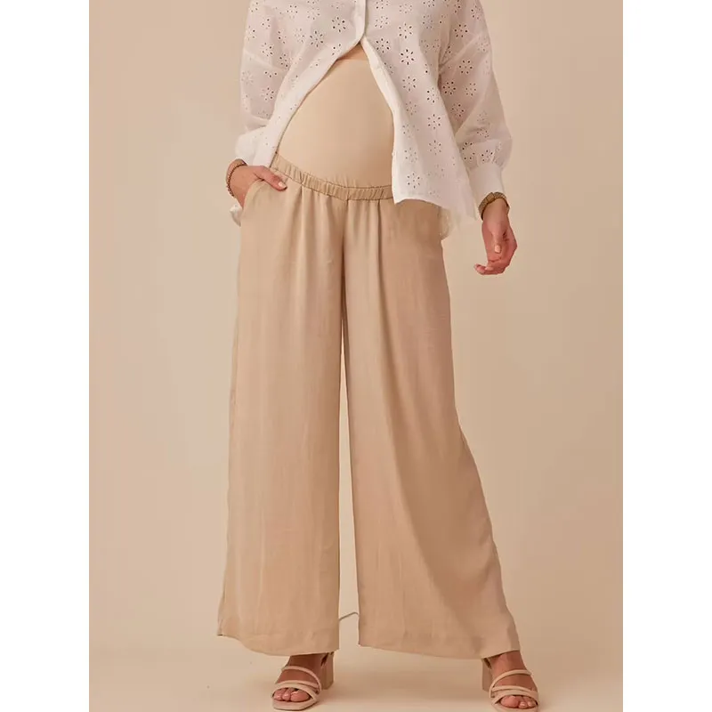 Pantalon de grossesse fluide Pallazzo - Sable-1