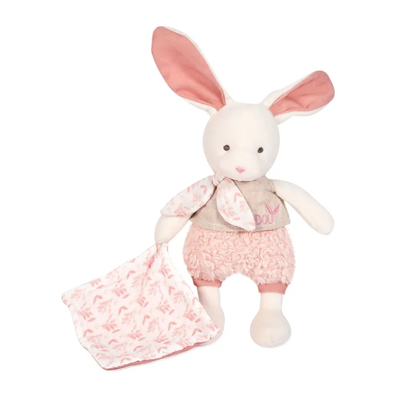Doudou mouchoir Botanic Bio Lapin Rose - 22cm-1
