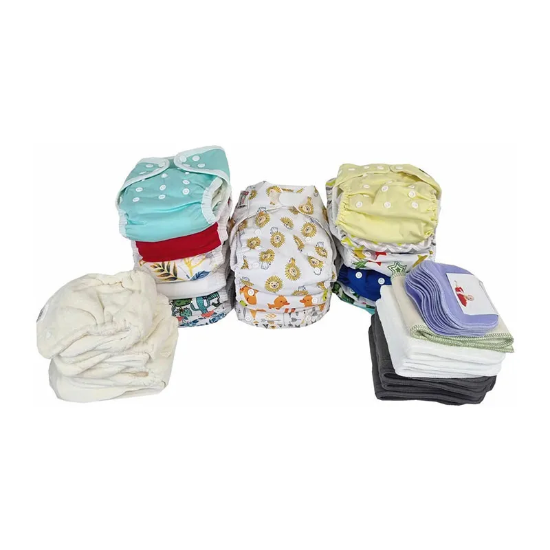 Pack 50pcs Couches lavables Bambou Aléat. - 0m+-1
