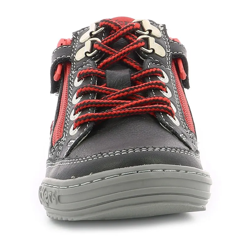 Sneakers hautes zip/lacets Joula - Noir/Rouge-2