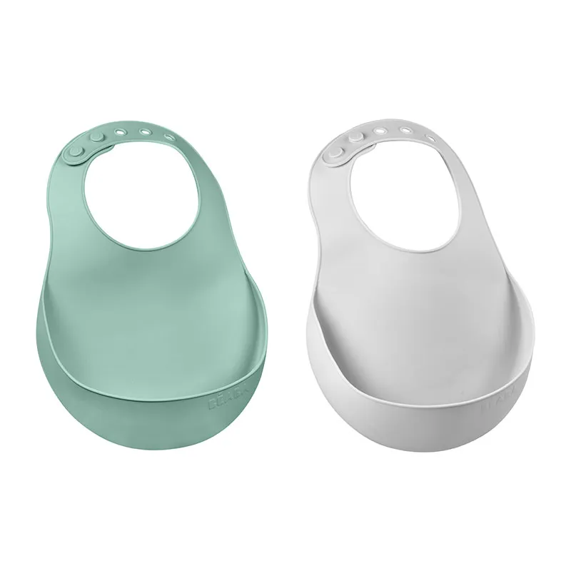 2 Bavoirs Silicone Green/Mist - 4m+-1
