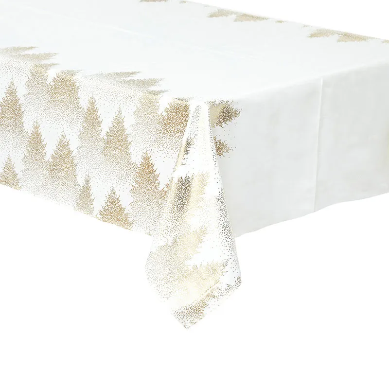 Nappe Sapins Blanc/Doré - 360x140cm-0