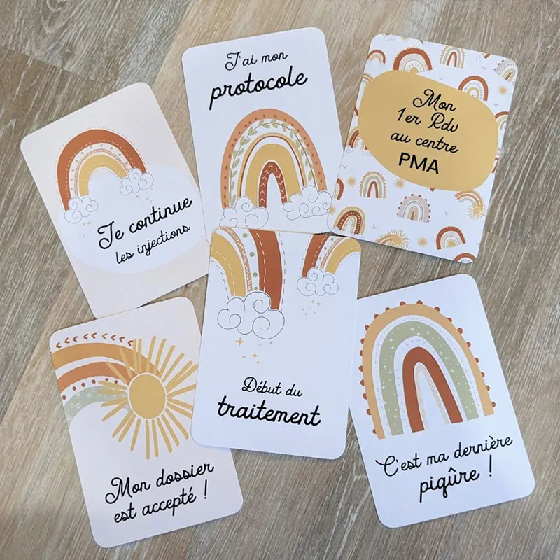 Cartes étapes PMA - FIV ou insémination - Arc en ciel-0