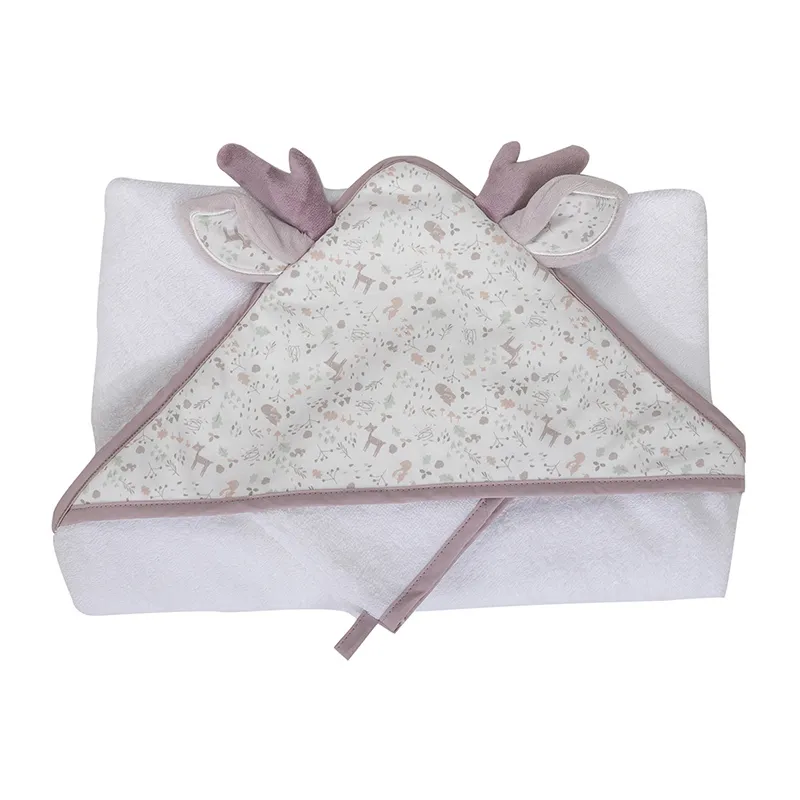 Sortie de bain + gant Lilas - 75x75cm-1