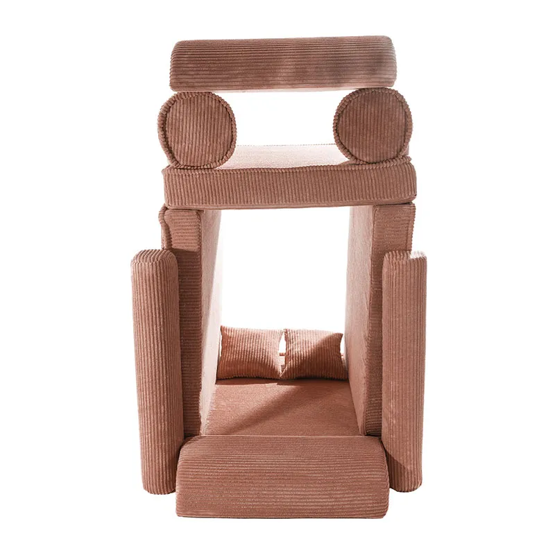 Canapé enfant Aesthetic Premium en velours Rose - 160x80x40cm-1