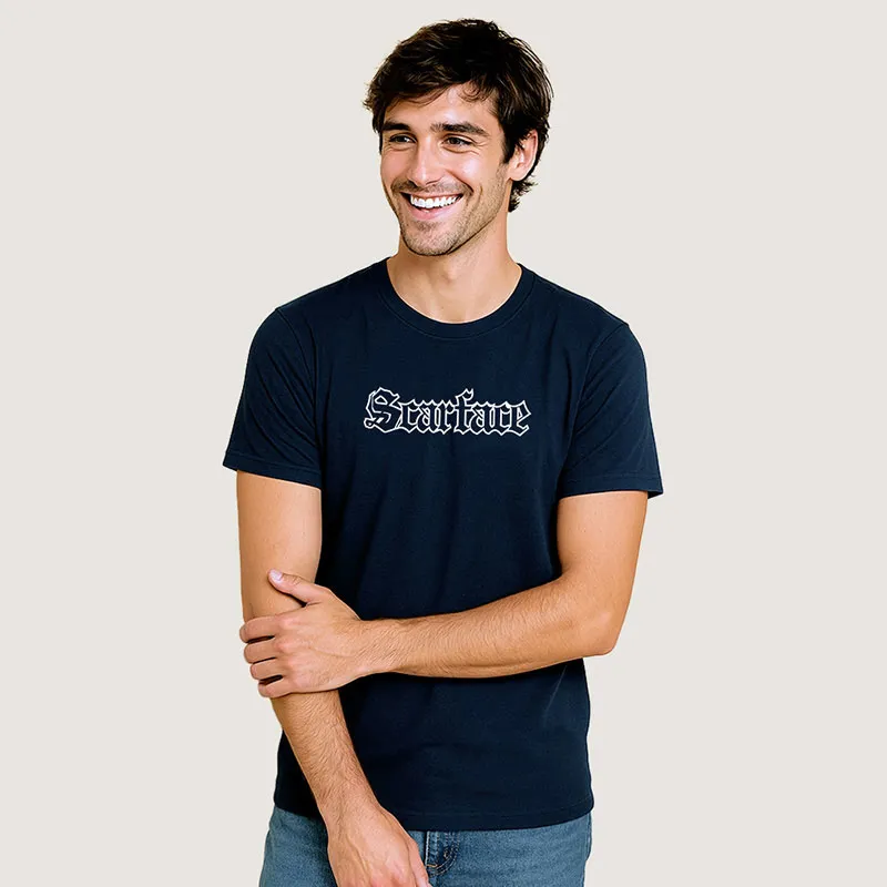 T-shirt BIO Homme Scarface logo - Navy-0