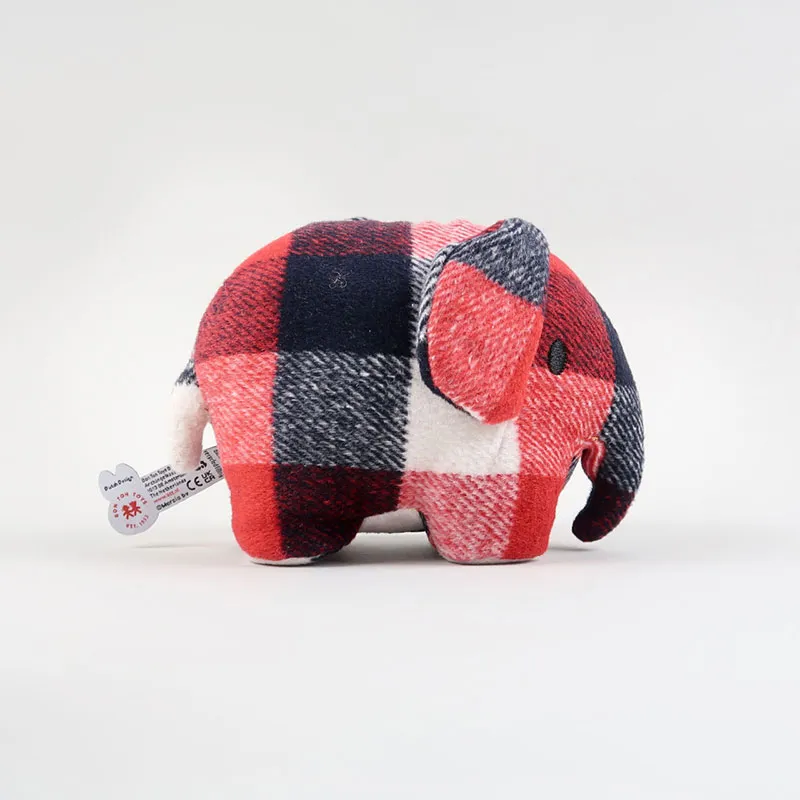 Peluche Éléphant à carreaux Rouge/Bleu - 23cm-1