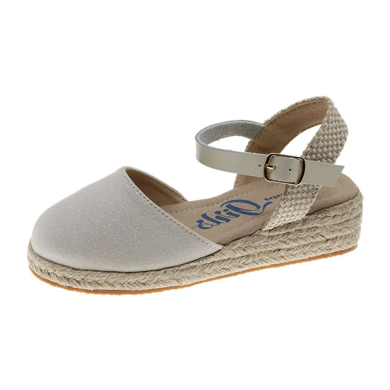 Sandales espadrille talonnette - Doré-0
