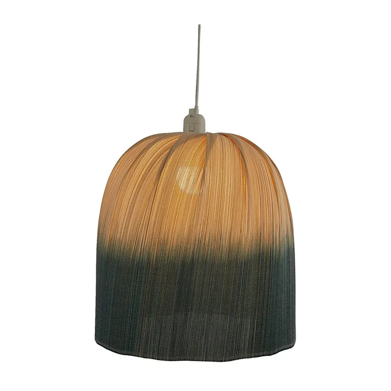 Abat-jour Bambou Tie and Dye Beige/Bleu - 44x36cm-1