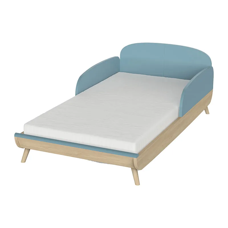 Chambre Duo Lit Bébé évolutif + Commode 2 tiroirs + Plan à langer Bleu orage/Pin - 70x140cm-2