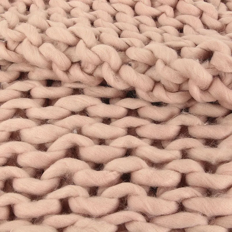 Plaid grosse maille chunky Rose - 150x120cm-4