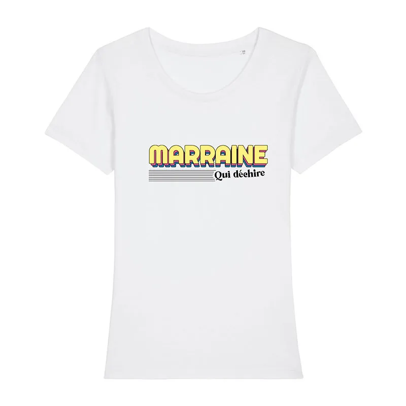 T-shirt Femme Marraine qui déchire 3 BIO - Blanc-0