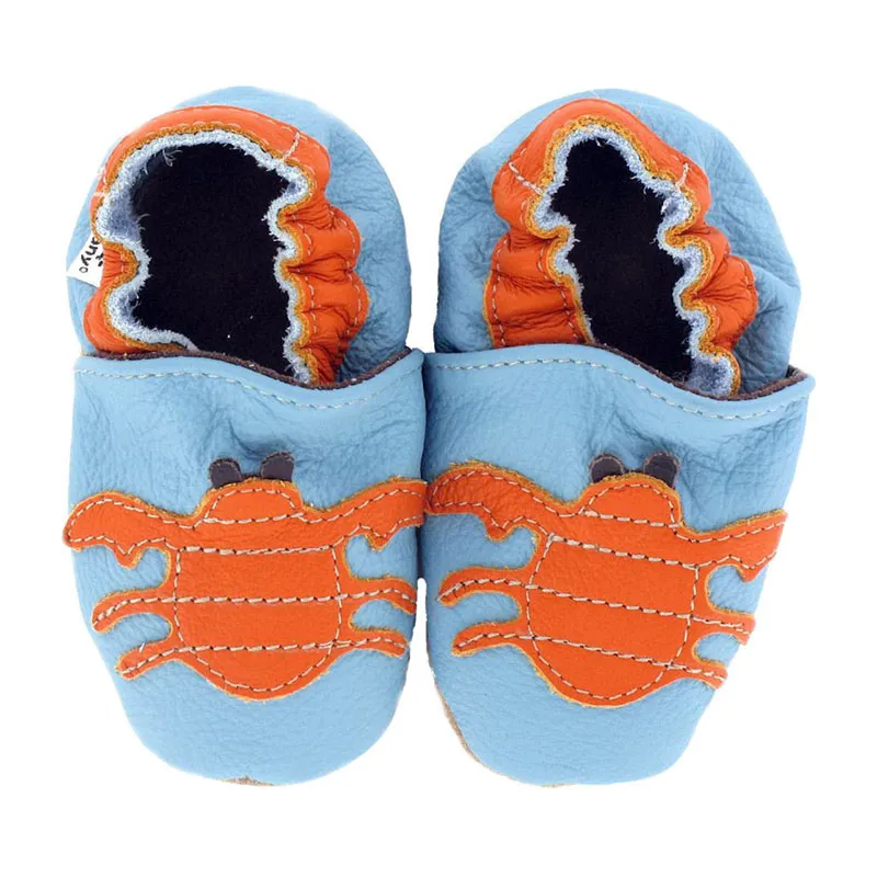 Chaussons cuir Crabe - Bleu-0