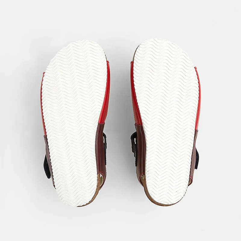 Nu-pieds Surf Bis Enfant Cuir - Rouge/Multi. JACADI-4